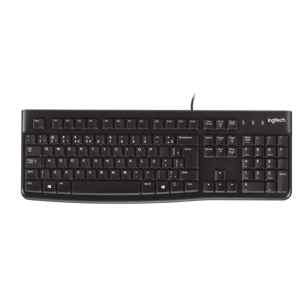 Teclado Com Fio Usb Logitech K120 Corded Com Layout Abnt2
