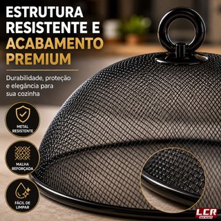 Tela Protetora Alimentos Metal Redonda Anti Mosquitos  Metálica Tampa Pães frutas Bolo 30Cm ou 35cm