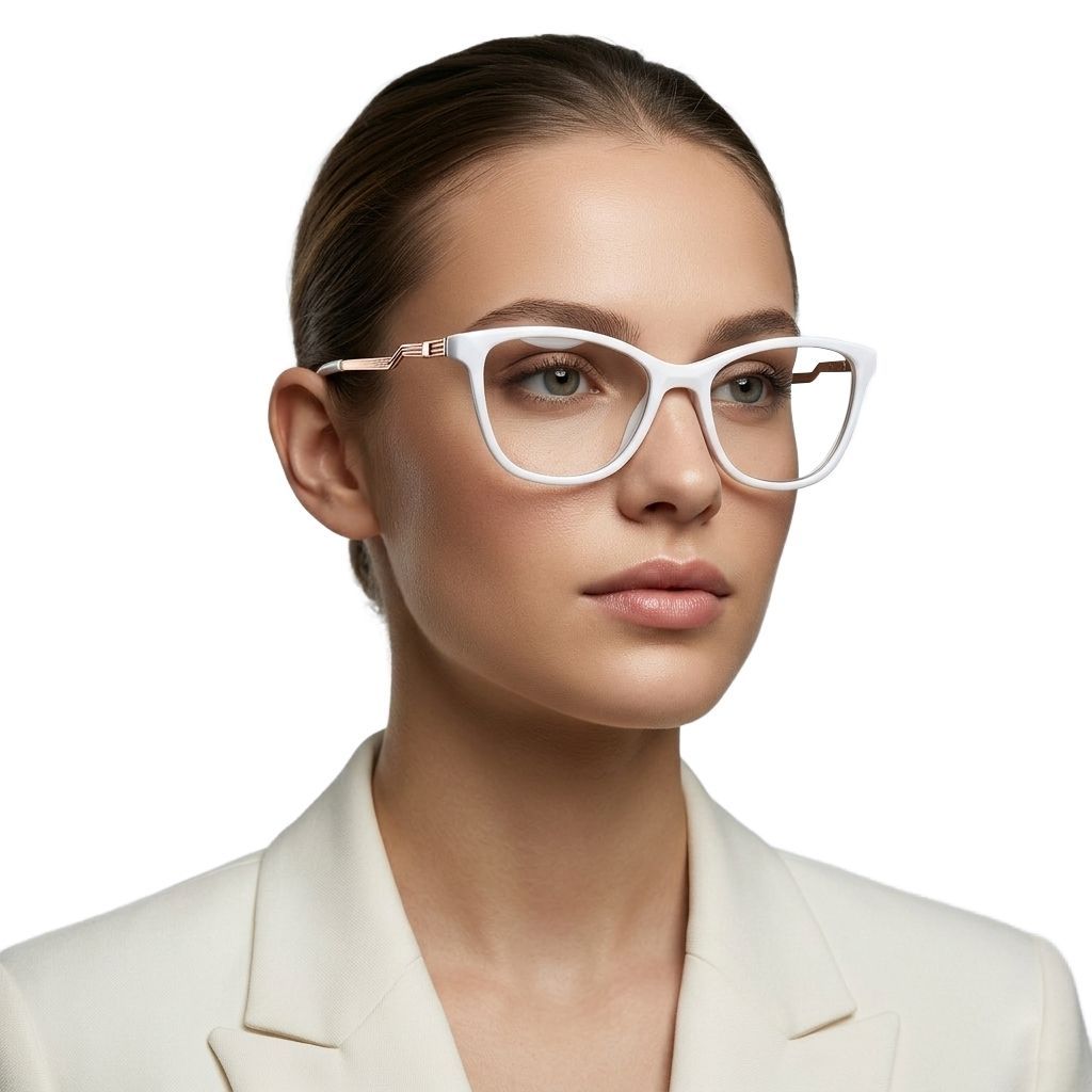 Armação de Óculos de Grau Feminino Grande Quadrado Branco