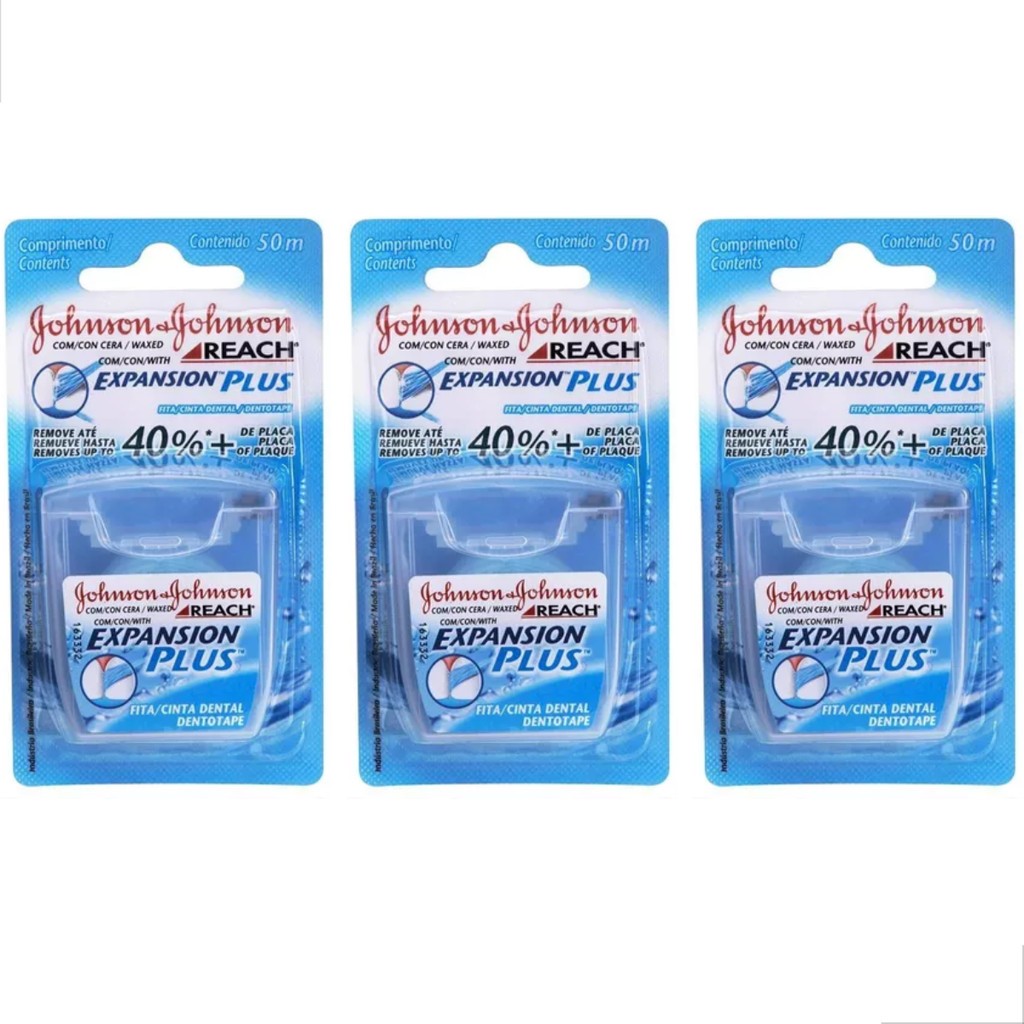 Kit 3 Fio Dental Reach Expansion Plus 50m Johnson & Johnson