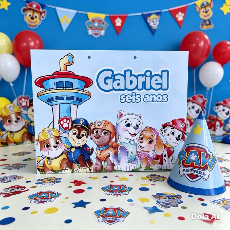 20 Sacolinha Personalizada Patrulha Canina - Lembrancinha Festa Aniversário Pegue e Monte