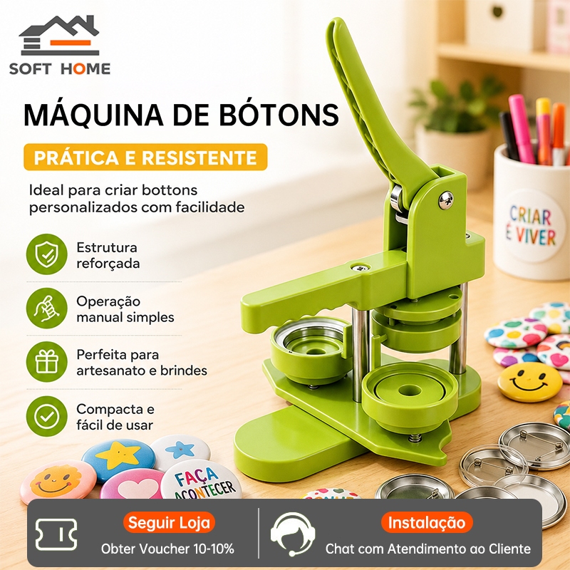 SOFTHOME Kit Máquina de Fazer Bottons 32/44/58mm + 400 Peças Completas para Artesanato