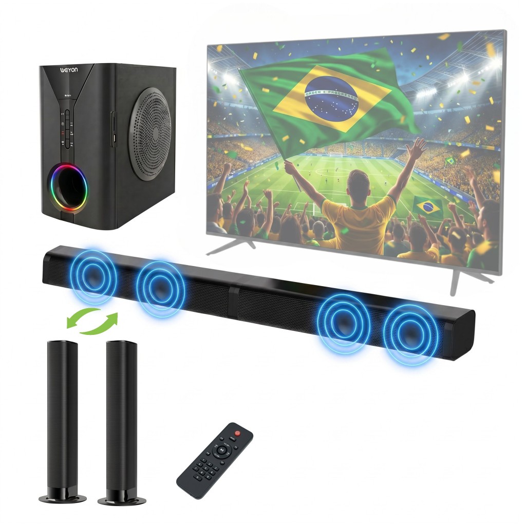 Caixa De Som Tv Sound Bar  Bluetooth Som Cinema Cor Preto Frequência