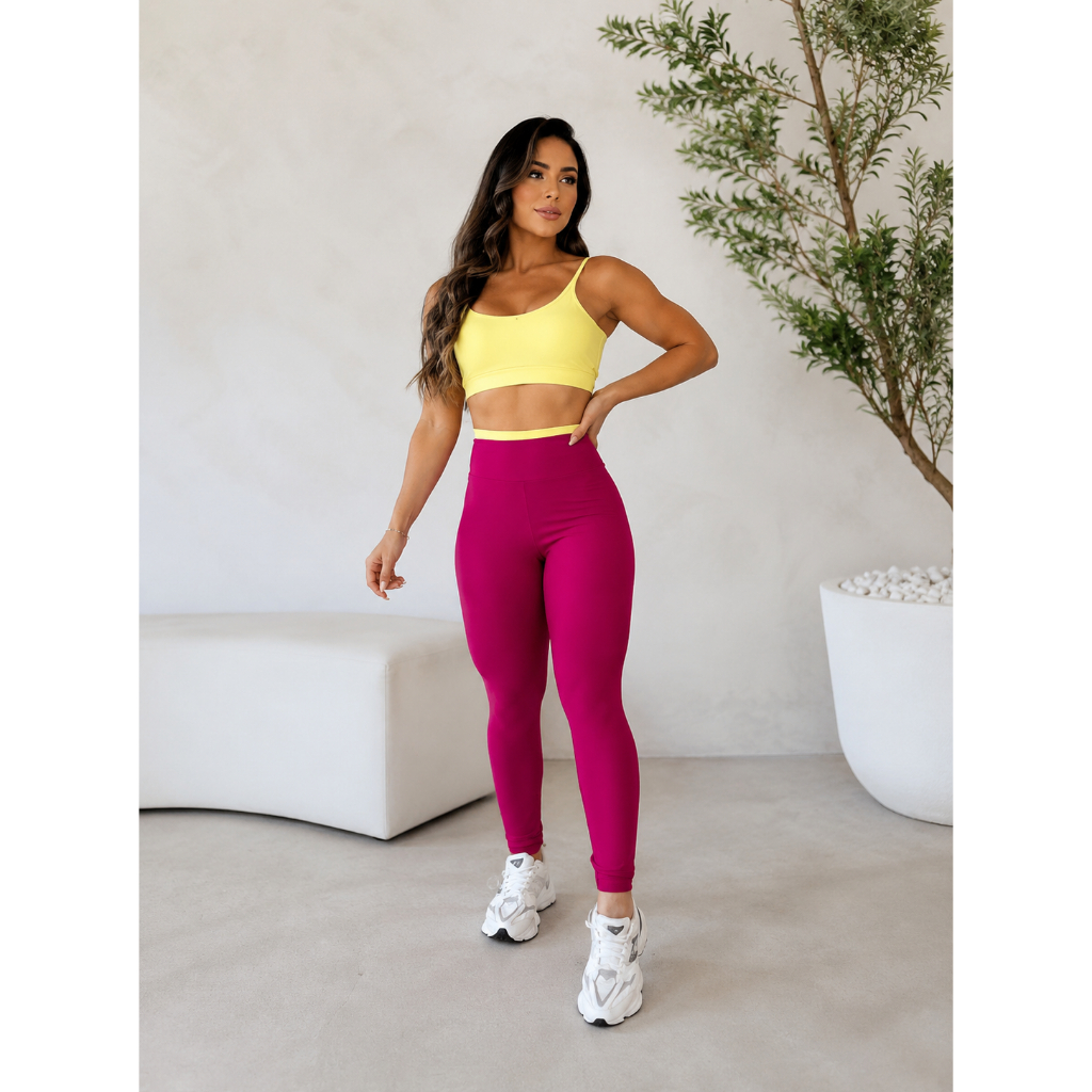 Conjunto Fitness Top e Legg Zero Transparência Suplex Premium Bojo Removível CrossFit Feminino Roupa Academia