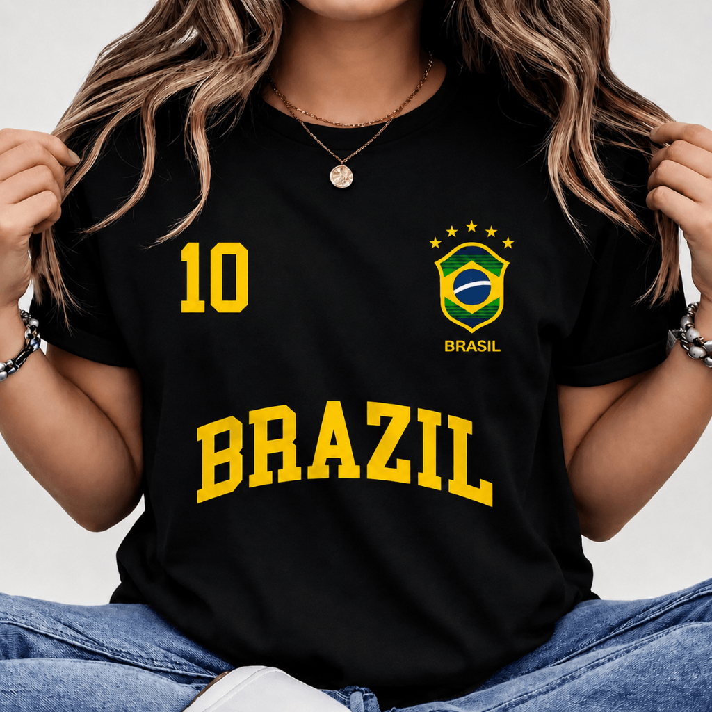 Blusa Feminina Brasil copa do mundo Verão Algodão