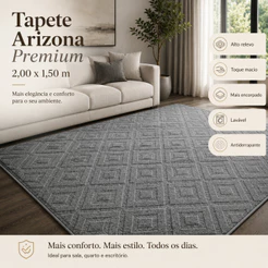 Tapete Sala 2,00x1,50 Geométrico Alto Relevo Premium Macio Antiderrapante Quarto Escritório