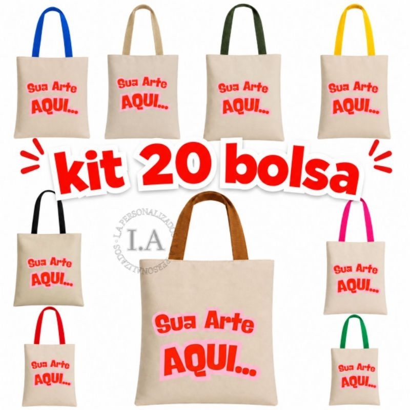 kit 5  , 10 ,  15 , 20 de bolsa PERSONALIZADA com SUA LOGO  OU ESTAMPA . SEM LIMITE DE CORES . ESTAMPAS ALTA QUALIDADE
