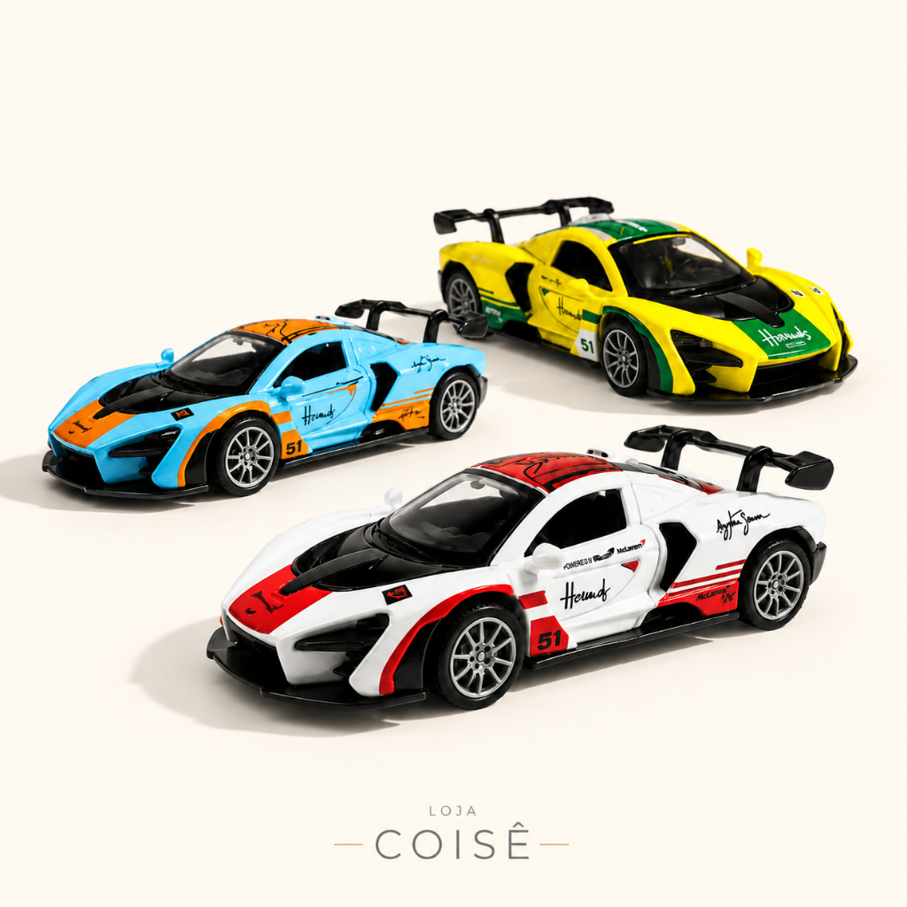 Carrinho McLaren Senna Miniatura 1:36 Metal Abre Portas Fricção Carro Esportivo