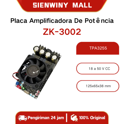 ZK-3002 Placa Amplificadora De Potência Pura DC 18-50V TPA3255 Chip Amplificador 300W + 300W Módulo De Áudio Esté