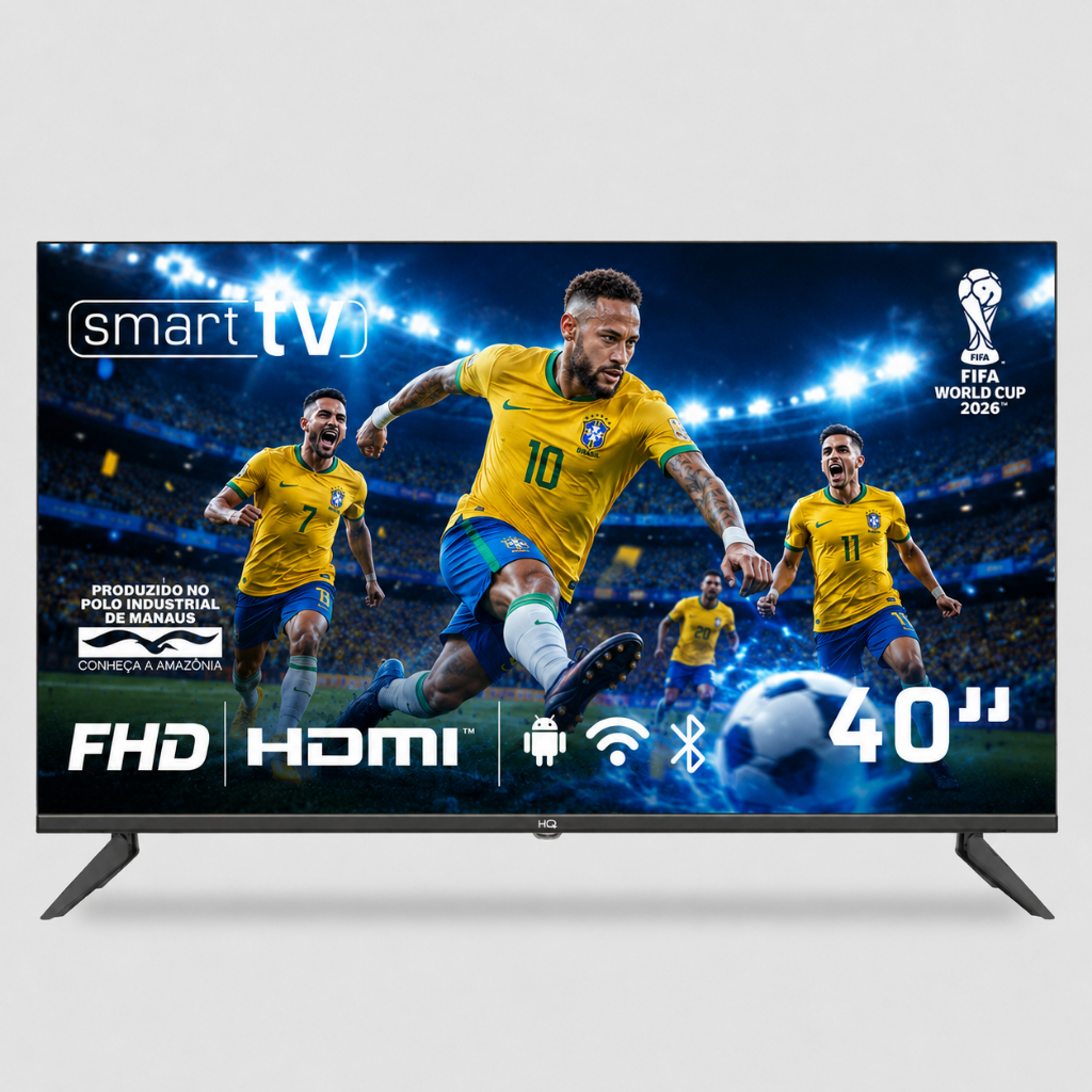 Smart TV HQ 40” Full HD - Android TV, Wi-Fi, Bluetooth - 3 HDMI, 2 USB, Gravação via USB - HQS40NKHM