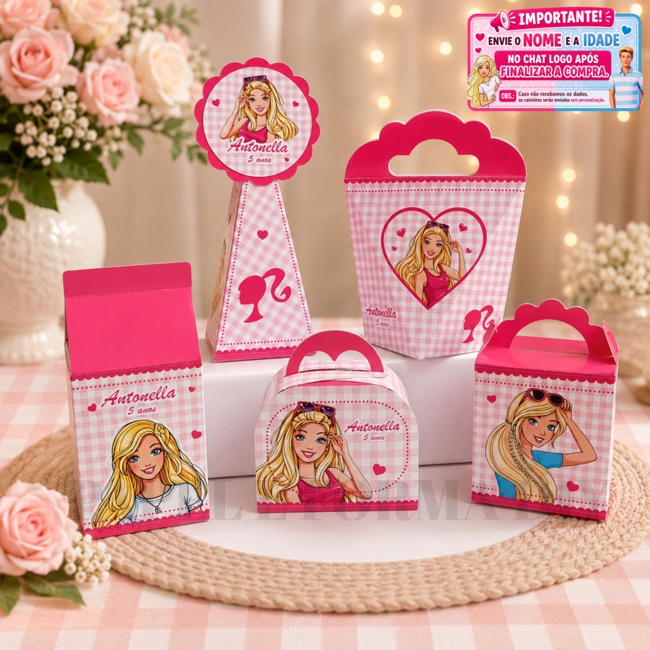 Kit de caixinhas Barbie / Caixinhas para decoração lembrancinha de aniversário - PEGUE E MONTE