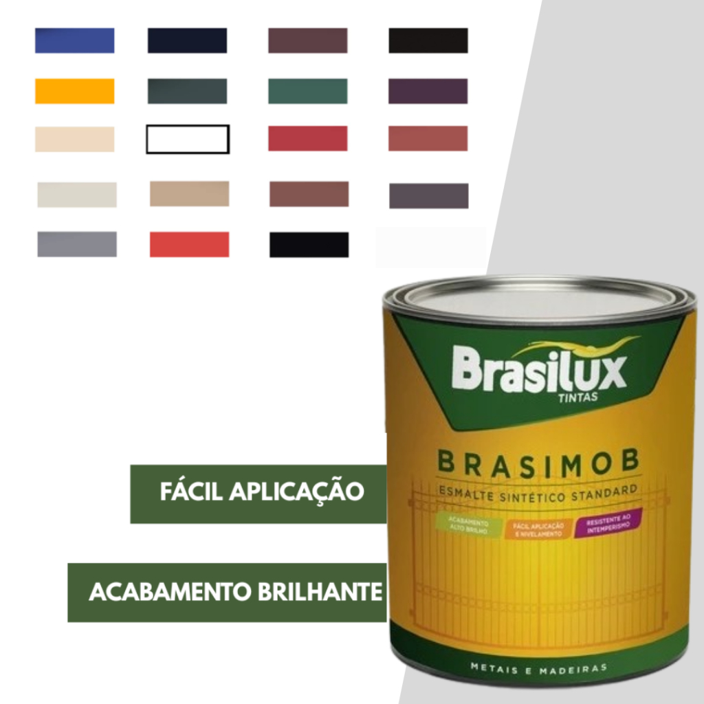 Tinta Esmalte Sintético Brilhante Multiuso 900ml Pinta Metais e Madeira Brasilux