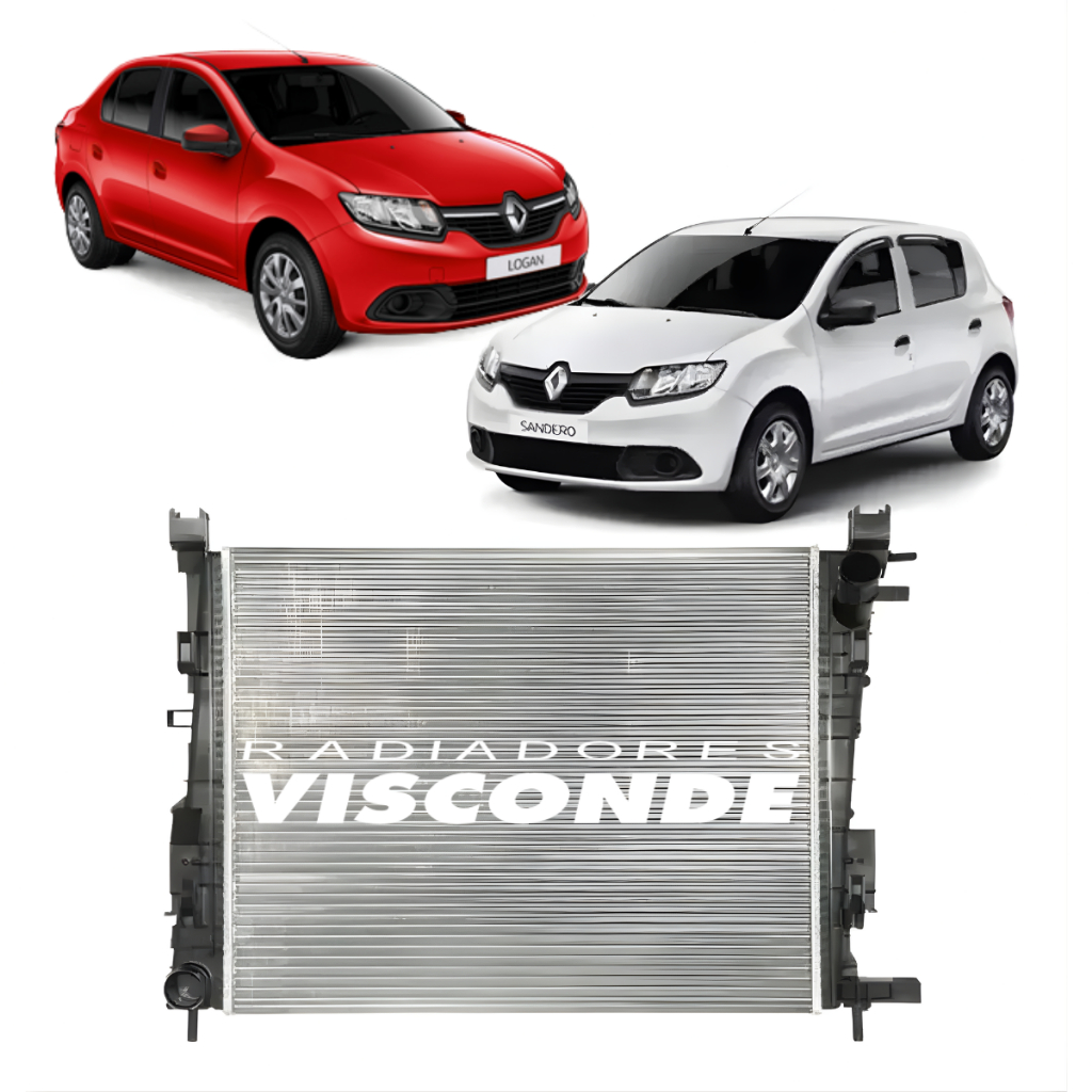 Radiador Visconde Logan Sandero 1.0 1.6 2.0 2014 2016 2018 2019