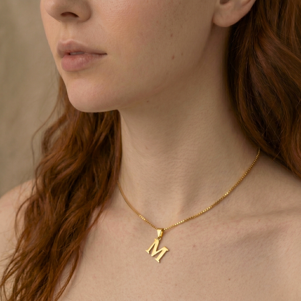 Colar Pingente Letra Inicial Minimalista Riviera Presente Dia Namorados Ouro18k Prata925 Anti Alergico