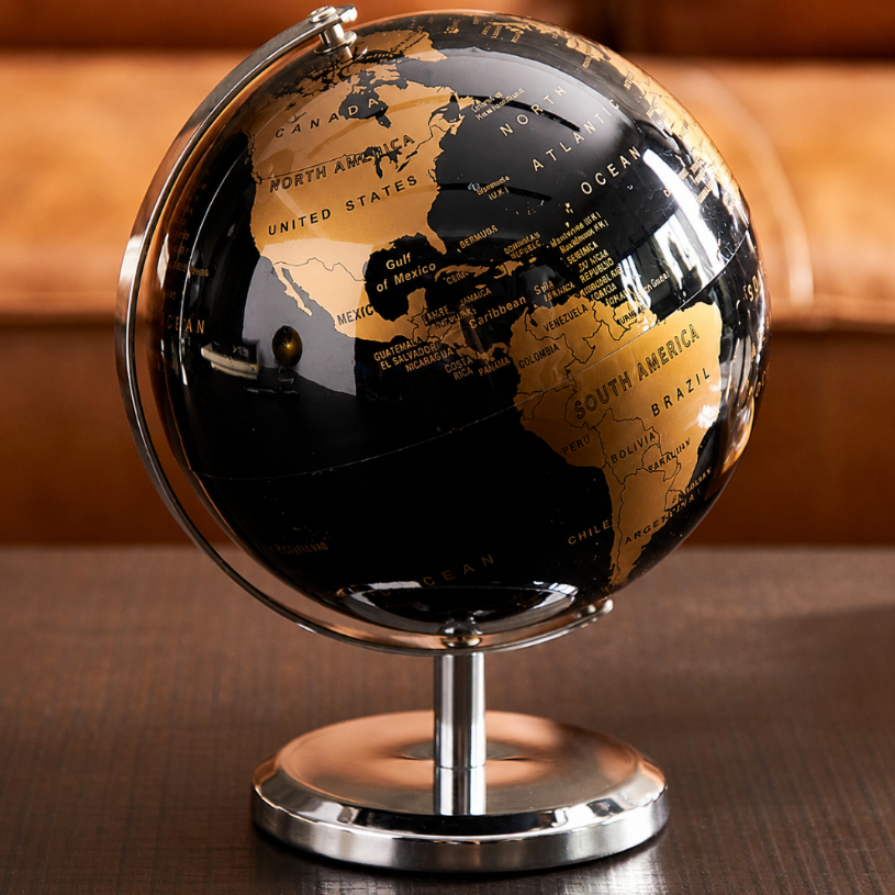 Globo Terrestre Premium Preto e Dourado Decoraçao de Luxo p Casa ou Escritório