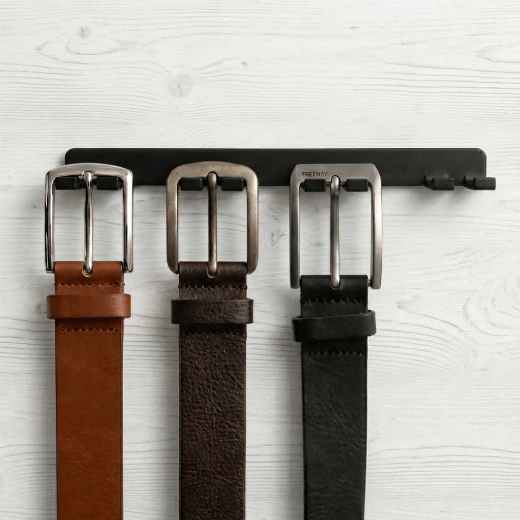 Suporte para Cinto com Gancho de Parede Cabide Organizador Minimalista de Cinto Masculino com Fita Dupla Face