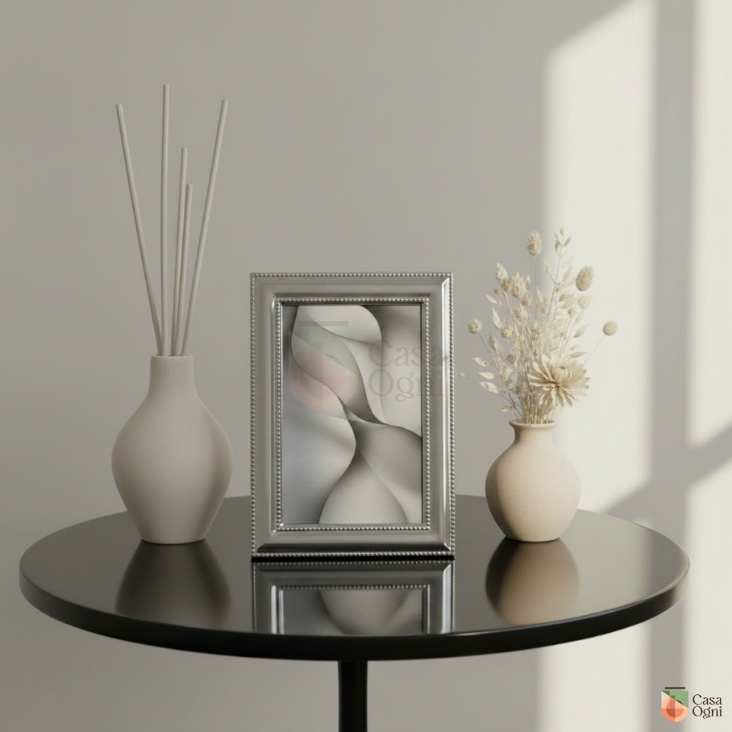 Porta Retrato de Mesa ou Parede Aço Inox Quadro Moldura Metalizada Prateada Foto 10x15cm com Vidro