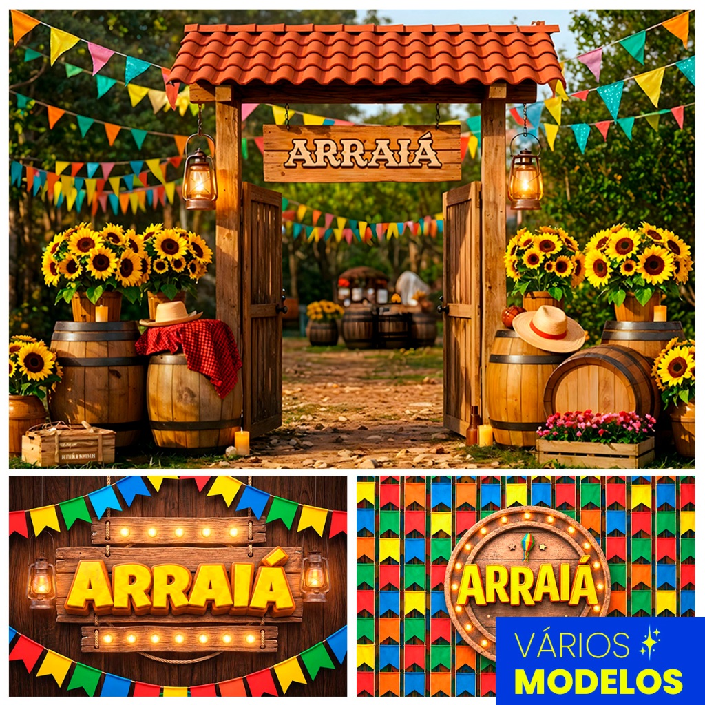 Fundo Fotográfico Arraiá Junina Tecido Sublimado 3d 1,5 x 2,2 Mt