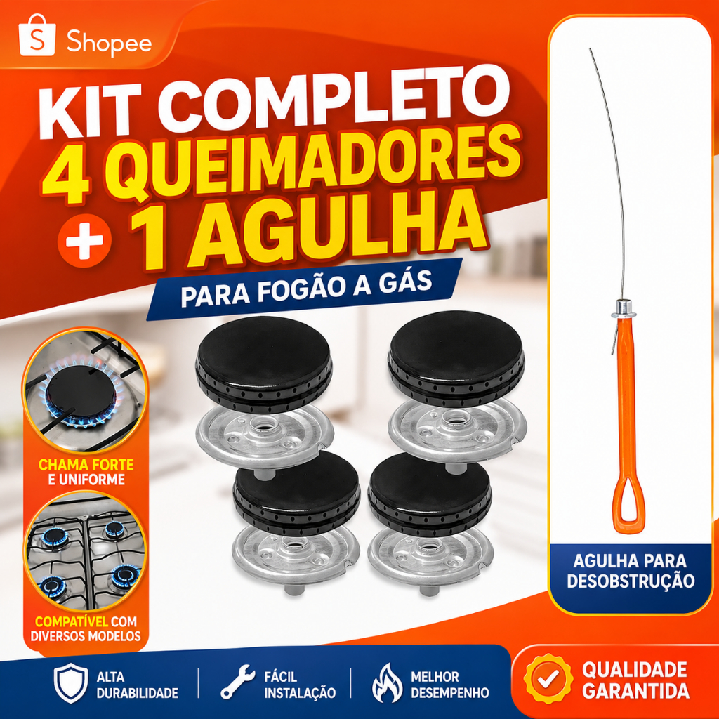 Espalhador + Queimador Peças Fogão 4 bocas Esmaltec Veneza/ Bali/ Ágata/ Munique/ Caribe