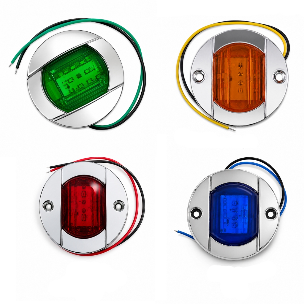 Luz Náutica Popa Cortesia IP67 Cabine Barco Lancha Led 12v 24v Embutir Moldura Cromada