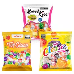 Kit 3 Balas Azedinhas Sortidas Riclan Toffano e Berbau Sabores Variados