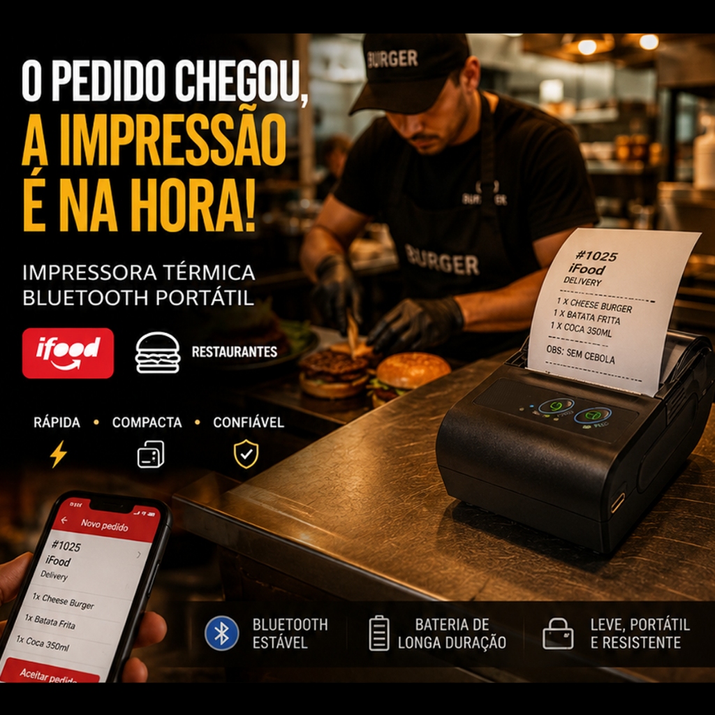 Mini Impressora 58mm Portátil Para Ifood Bluetooth Térmica Android Ios Sem Fio Celular Sem Tinta — foto 2