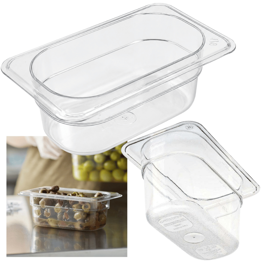 Cuba GN 1/9 Transparente Plástico 6,5cm Ideal Organização Ingredientes Buffet Cozinha Profissional