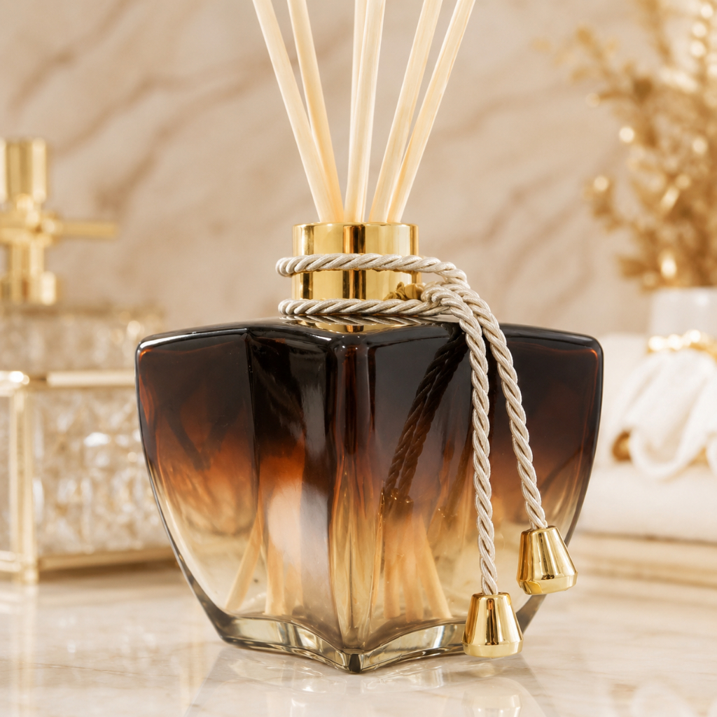Difusor de Ambiente Estrela Marrom Degradê 250ml com Tampa e Pingente Decorativo