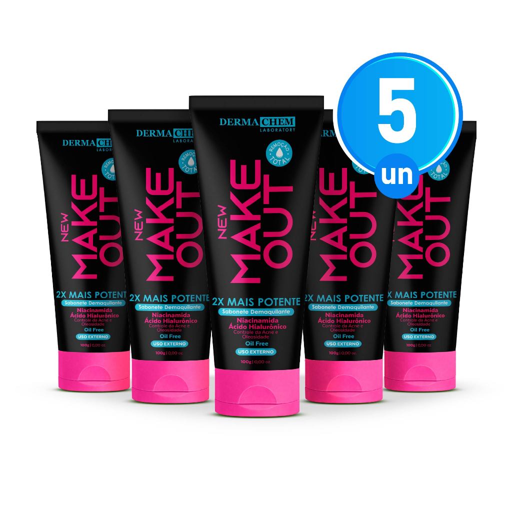 Kit 5 Sabonete Demaquilante New Make Out 100ml Niacinamida e Ácido Hialurônico Dermachem