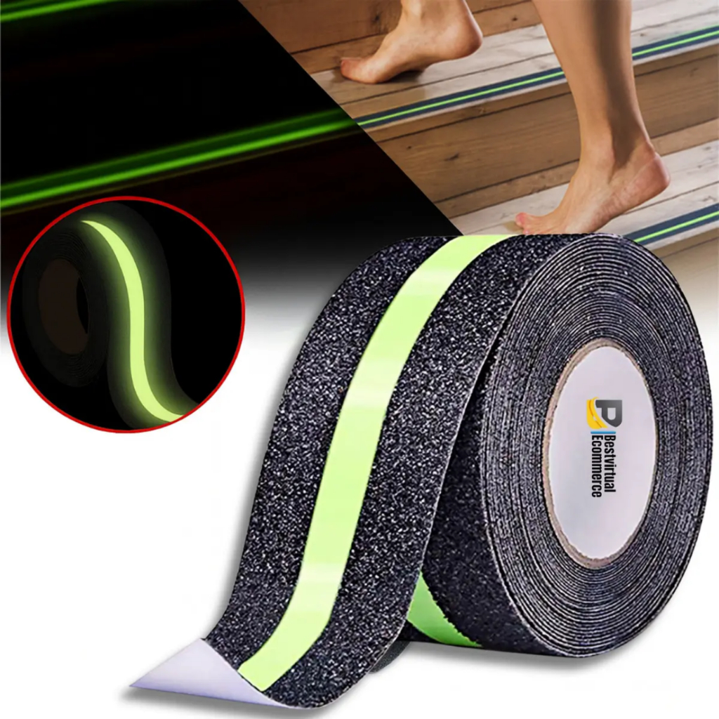 Fitas Antiderrapante Fotoluminescente  Preta Zebrada Transparente 5cm X 5,10,20 e 30m Fita Com Lixa de Segurança Escadas