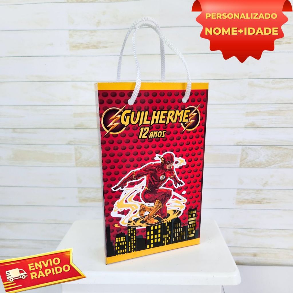 10 Sacolinhas Personalizadas Flash / Lembrancinha Festa Infantil / Sacola Surpresa