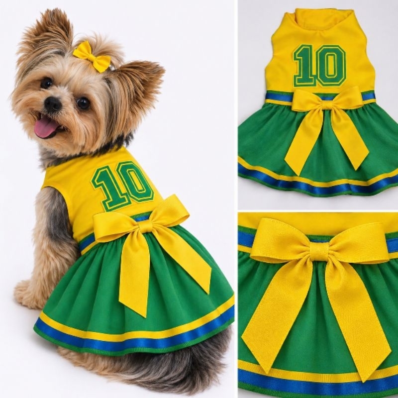 Roupa Pet Copa Do Mundo Vestido Pet Cães Gatos Vestido Brasil Lançamento 2026 torcida pet