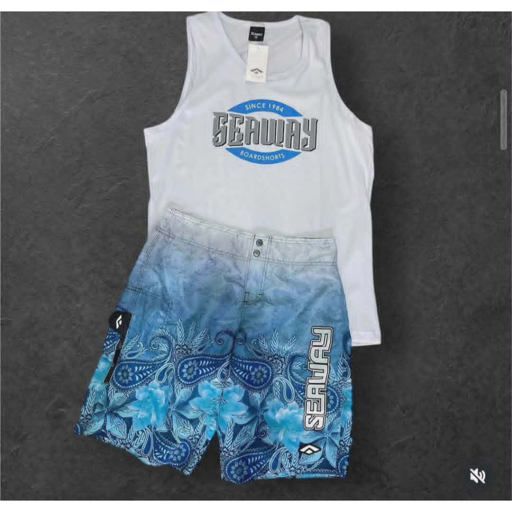 Conjunto regata seaway/kit Blusa de manga ou regata seaway e Bermuda tectel 36 ao 48