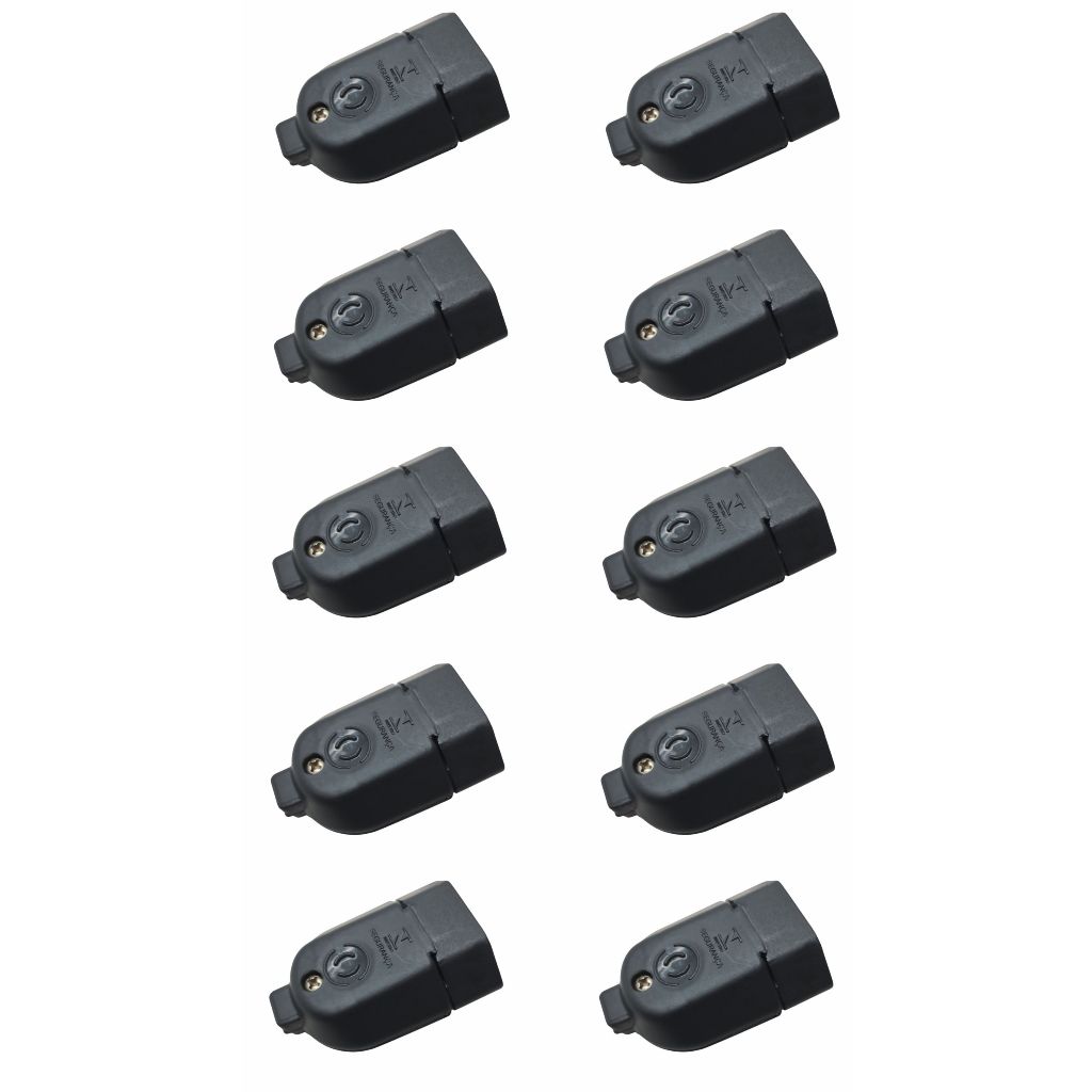 Plug Tomada Femea 10a Preto 10 Unidades