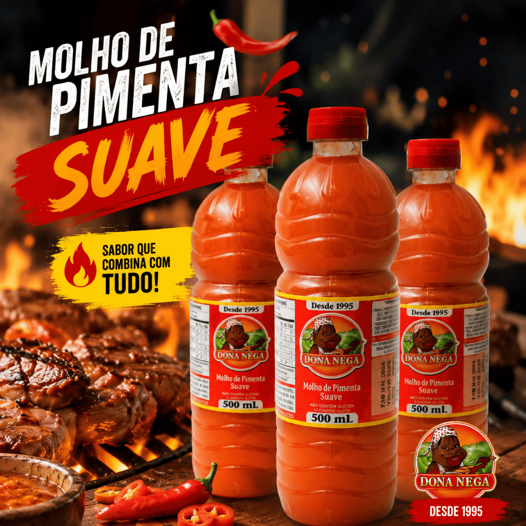 KIT 3 Molhos de Pimenta Malagueta Suave Dona Nega 500ml 🌶️ Combina com Qualquer Churrasco + Brinde
