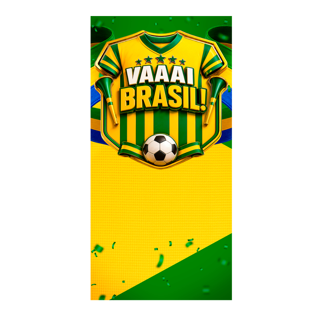 Painel vertical tecido sublimado Copa Torcida Verde e Amarela Brasil
