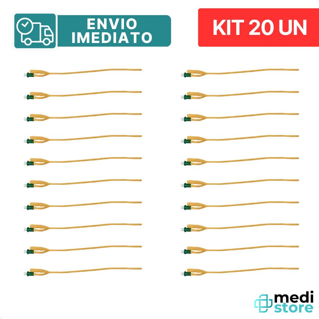 Kit com 20 - Sonda Foley Látex 2 Vias Tam. N.14 30CC - Medix - Envio Imediato