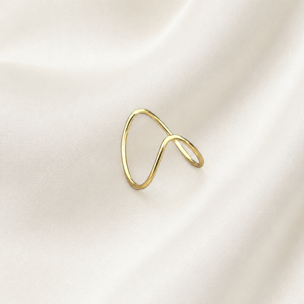 Anel Feminino Boca de Tubarão Regulável Aberto Design Diferenciado com Garantia Folheado a Ouro 18k