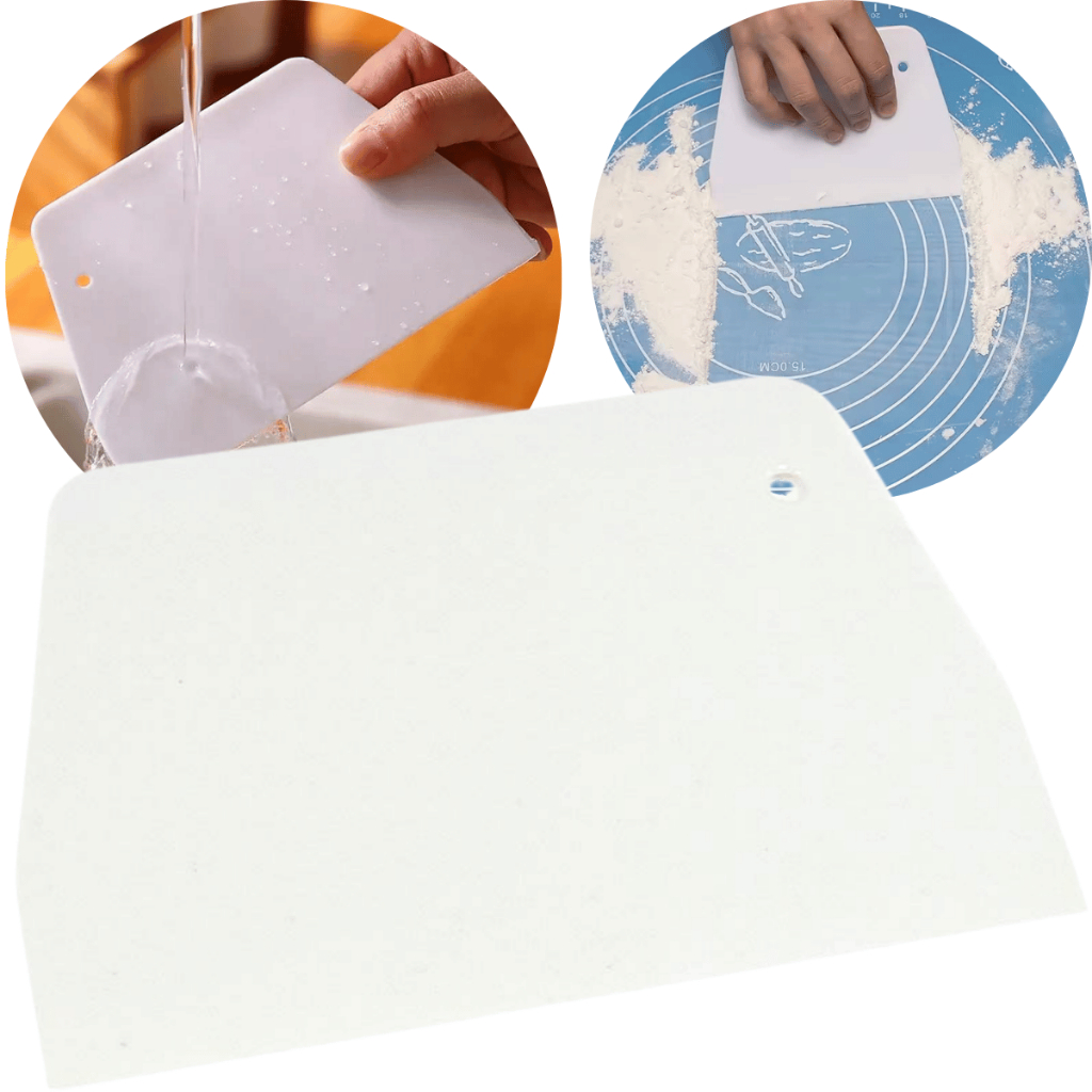 Raspador Plástico Branco Flexível 20cm Espátula Corte Massa Chantilly Padaria Confeitaria Gourmet
