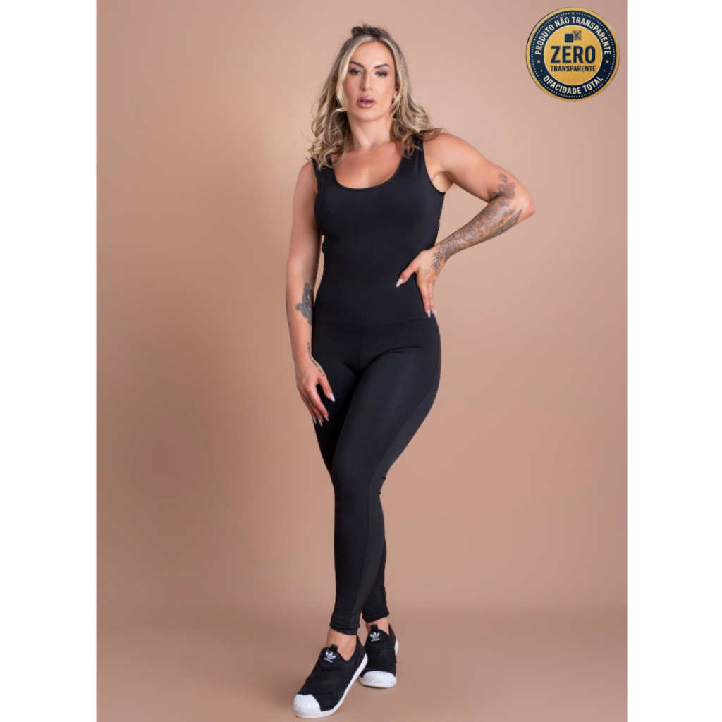Macacão Liso Básico Longo Feminino Suplex Legging Fitness Academia Moda Treino DRB Modas