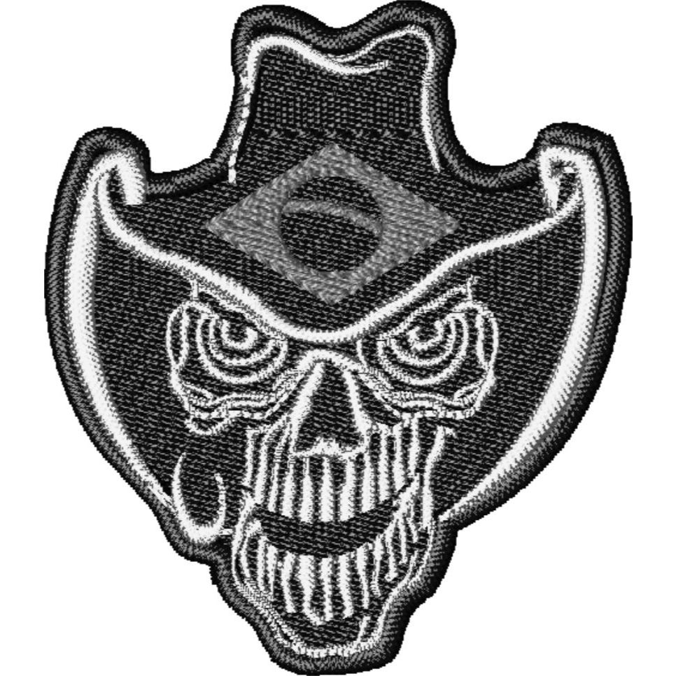 Patch Bordado Caveira Bandoleira Band. Brasil - 7,8 cm - Motociclistas Motoclubes e Diversos