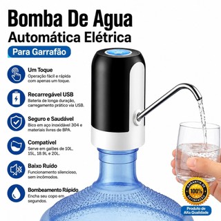 Bomba De Agua Automática Elétrica Para Garrafão Bebedouro Recarregável Usb