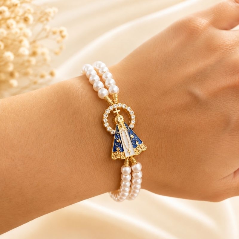 Pulseira Terço Nossa Senhora Aparecida Feminina Delicada