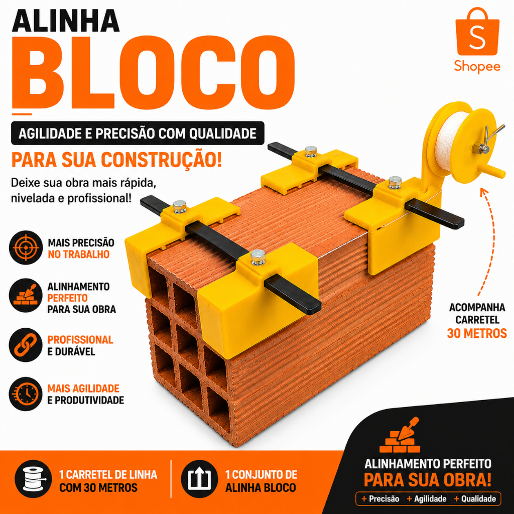 Alinha Bloco Gabarito Assentar Tijolos 30 metros Linha