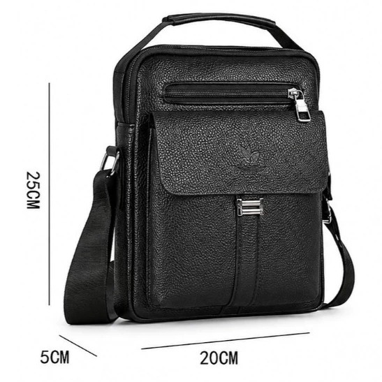 Bolsa Masculina Transversal Couro PU Impermeável Bolsa Tiracolo Executiva Casual com Zíper