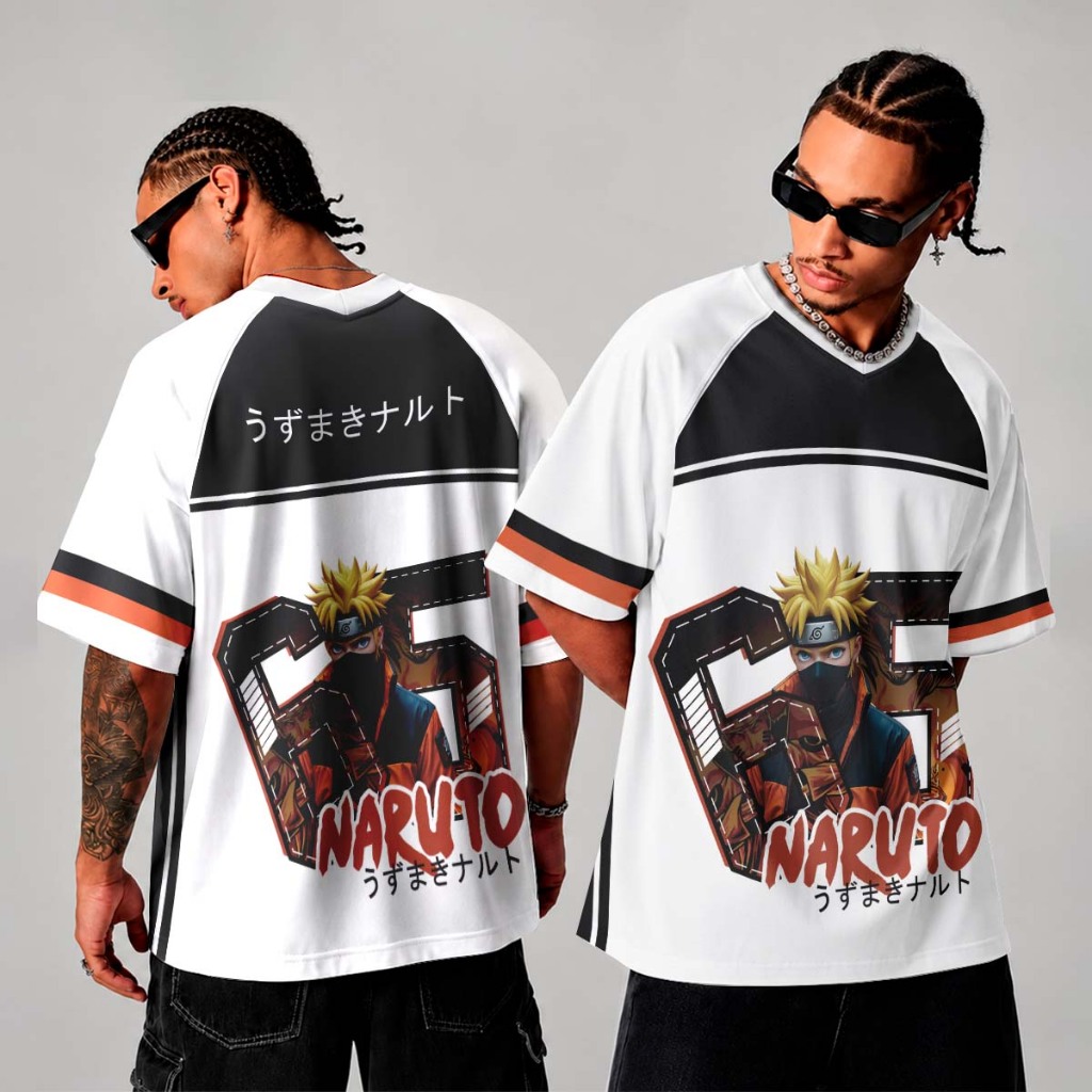 Camiseta Jersey Básica Sublimada Full Print Naruto Shippuden Anime Sétimo Hokage Naruto Uzumaki Anime Streetwear Oficial