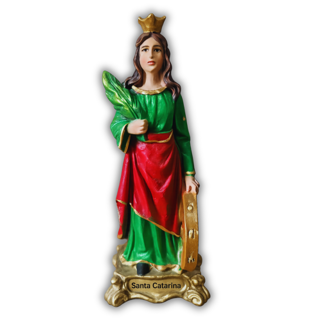 Imagem Santa Catarina 15cm | Estatua Religiosa com Pintura Sacra e Acabamento Refinado