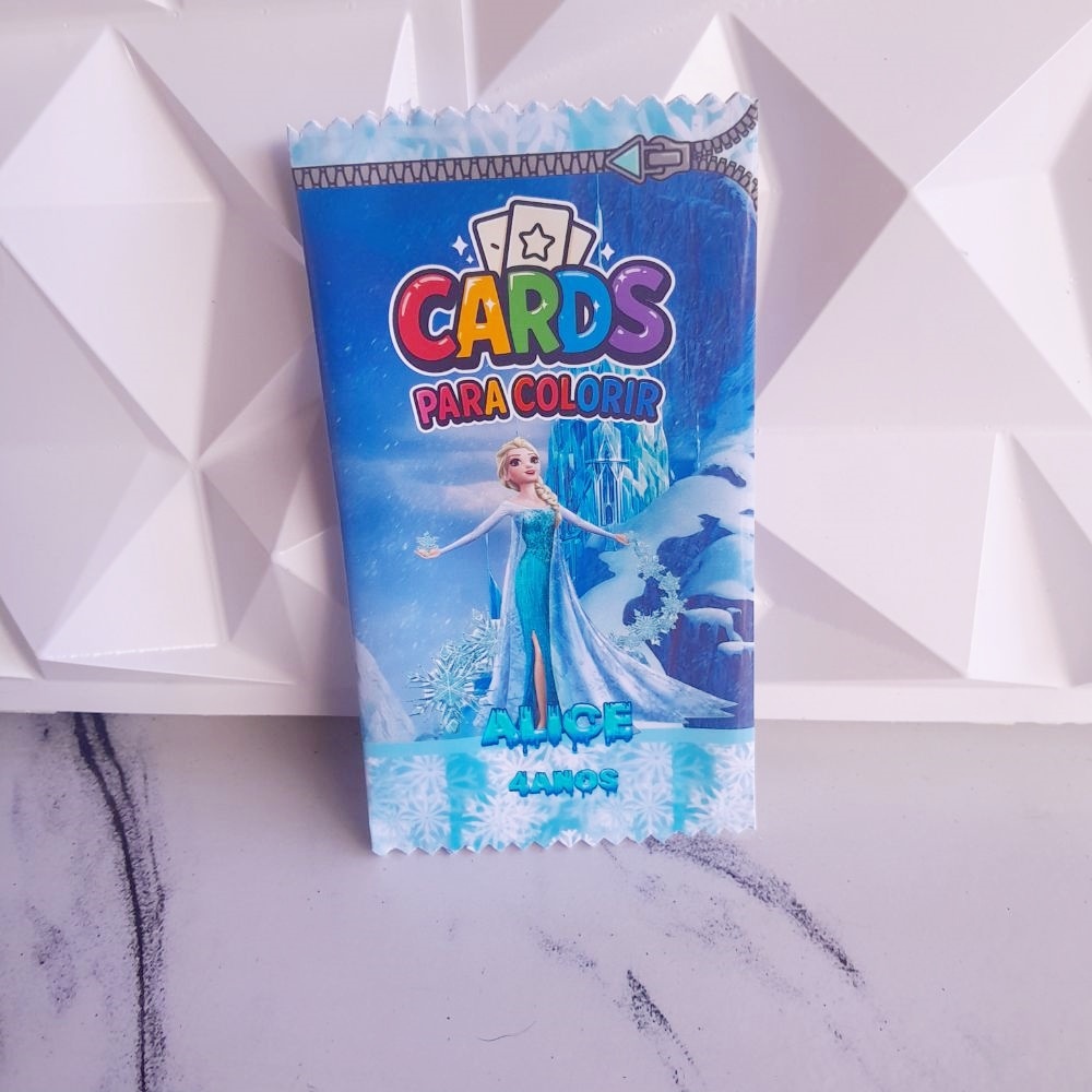 Card colorir Frozen personalizado lembrancinha festa infantil aniversario