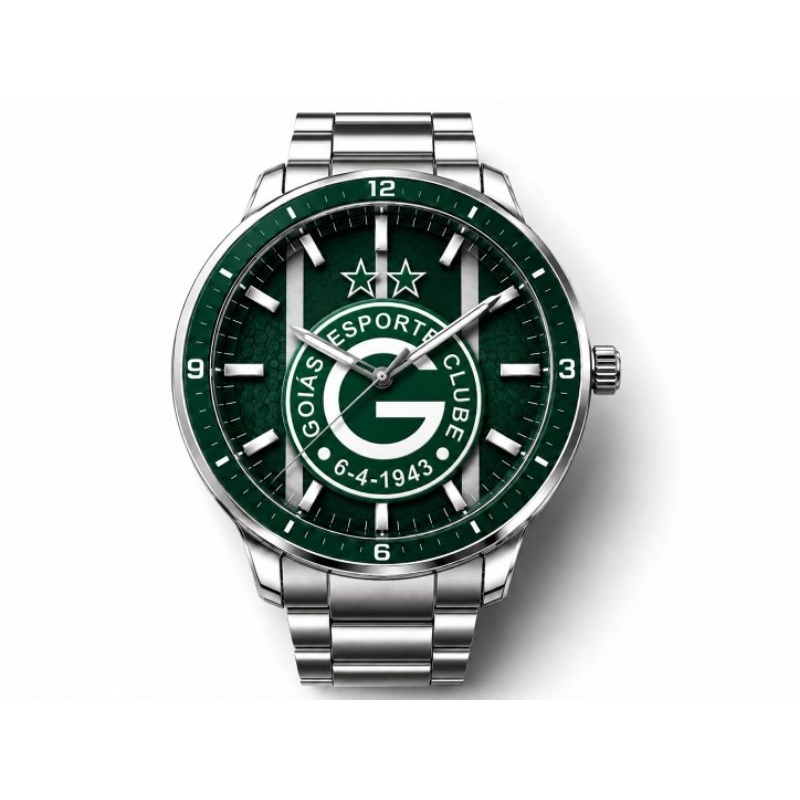 Relógio Masculino Material Premium Antialérgico Inoxidável Personalizado Time de Futebol Goiás