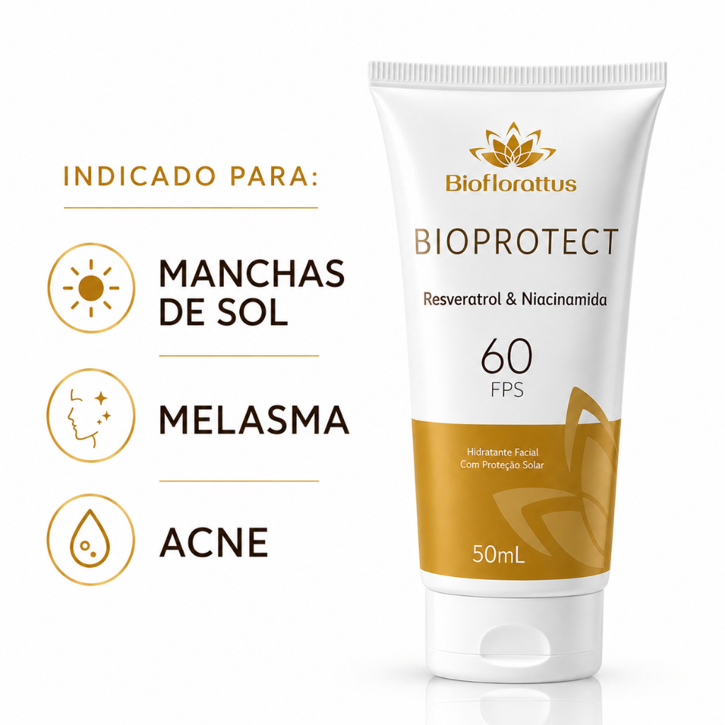 Protetor Solar Facial | Melasma, Manchas De Sol, Acne – FPS 60 Toque Seco | Bioprotect BIOFLORATTUS